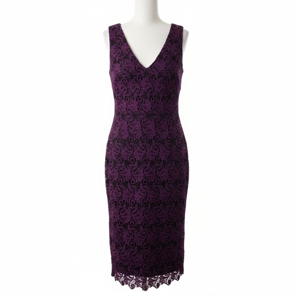 Alice + Olivia Plum Lace Midi Dress